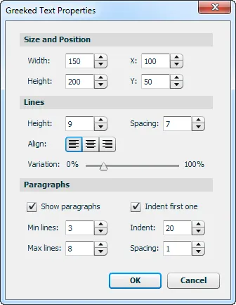 Properties dialog