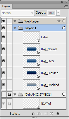 Button symbol layers