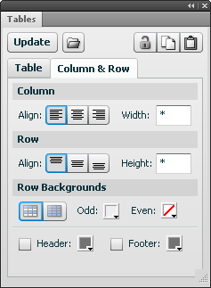 Column & Row tab