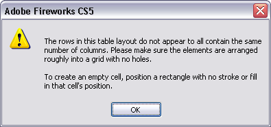 Table layout warning