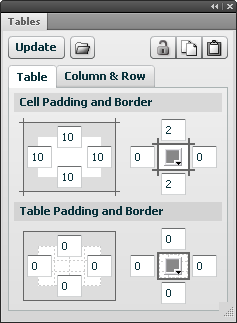 Tables tab