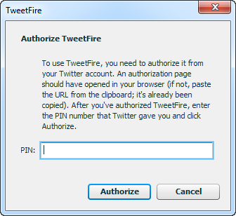 Authorize dialog